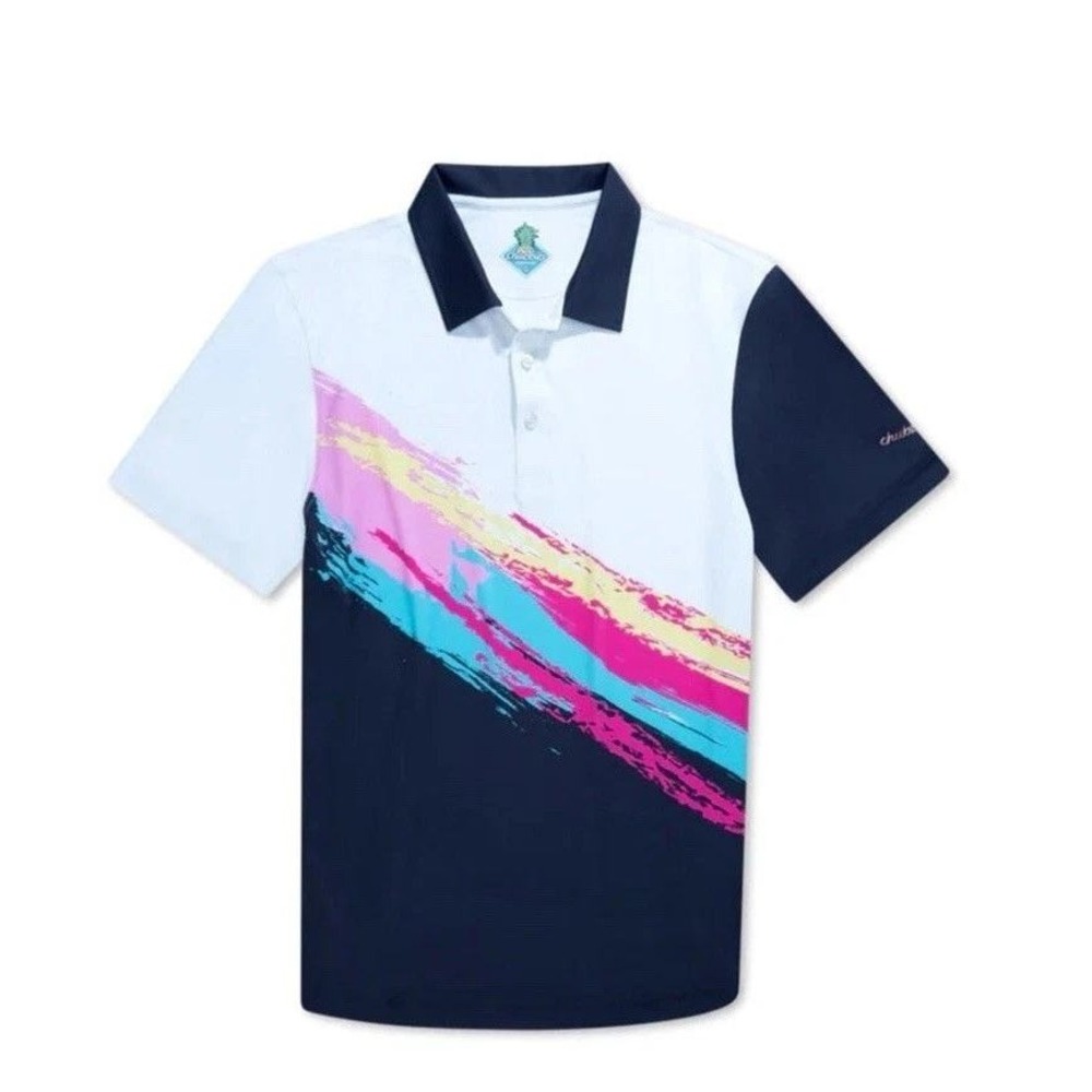 Chubbies The Tennis Champ Performance Polo Black White Large New With Tags
